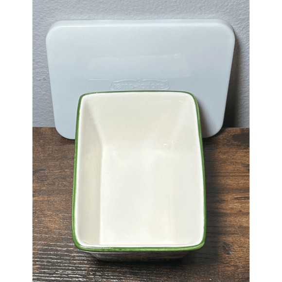 Temptations by Tara Presentable Ovenware Old World Green Small Loaf Pan w/ lid - Picture 8 of 12